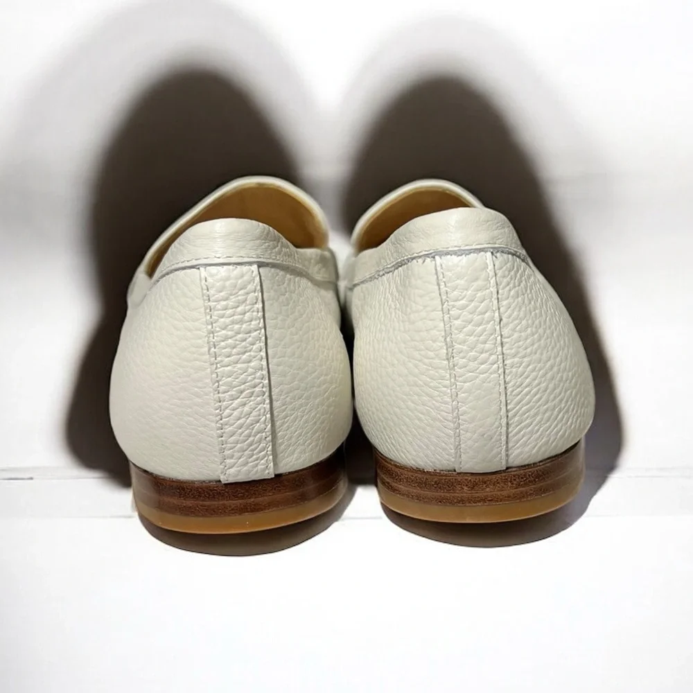 🌻NEW Marc Fisher Ivory Leather Docida Loafers | Women's Size 10